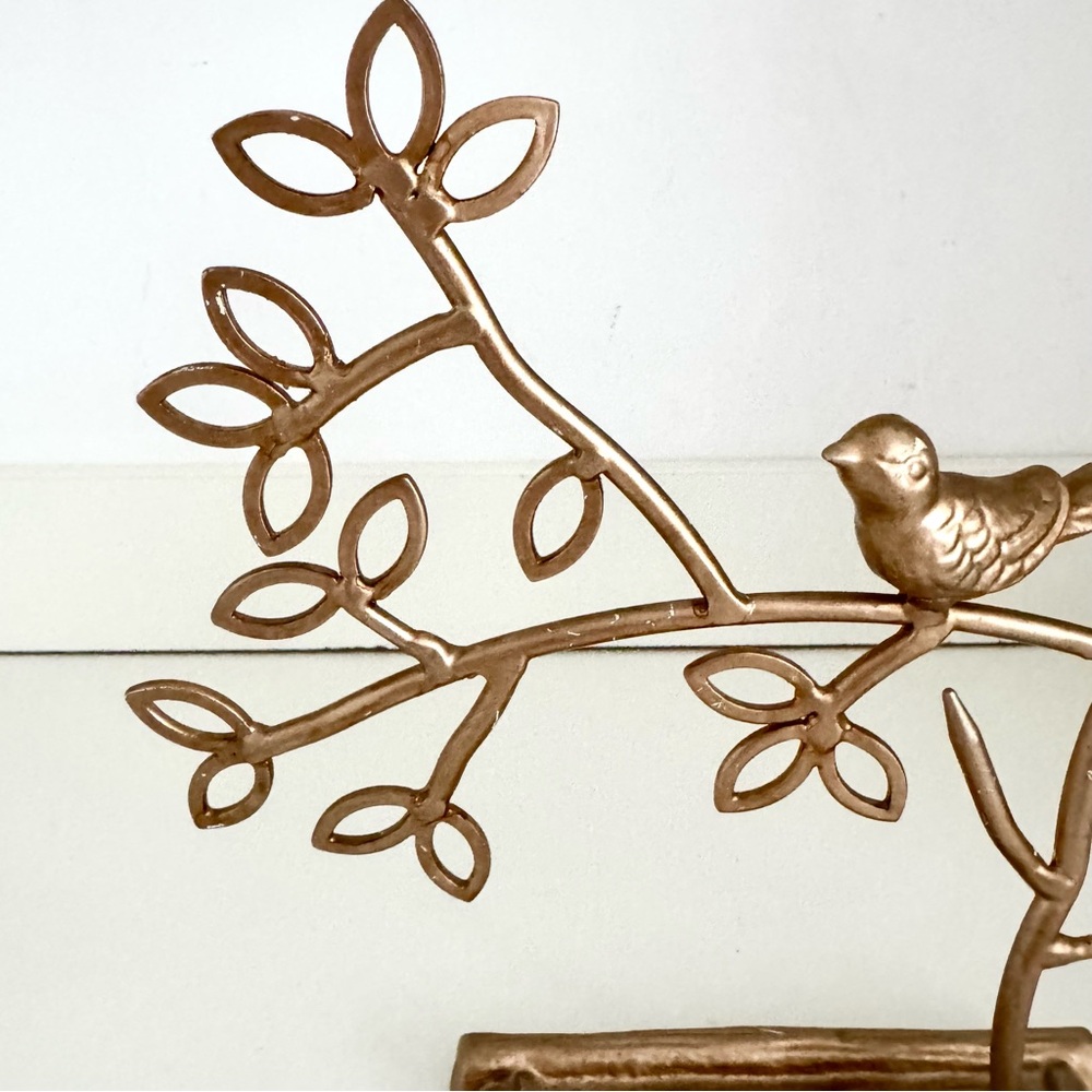 Vintage Shabby Chic Cottage Core Bird on Branch Gold Jewelry Tree Decor - Picture 7 of 15